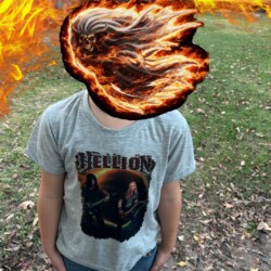 Another hidden hero representing the Hellion Horde. Flame-Masked Metalhead. Boy in a Hellion shirt.