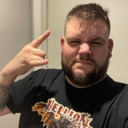 Hellion Certified Merch, Mechanic-Tested, Justin Approved. Port of Houston Mechanic named Justin wearing a Hellion t-shirt.