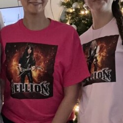 Jasmine and daughter Haley... Raising the Bar (and the Volume). Family wearing Hellion merchandise together.